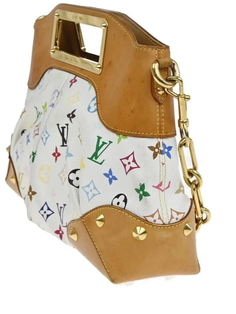 LOUIS VUITTON Judy MM 2Way Chain Hand Bag Monogram Multi White